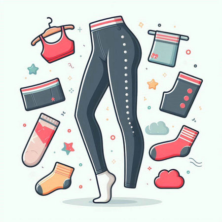 Vector illustration of a set of clothes and accessories for a girl.のイラスト素材