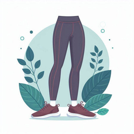 Vector illustration of sportswear, leggings and sneakers.のイラスト素材
