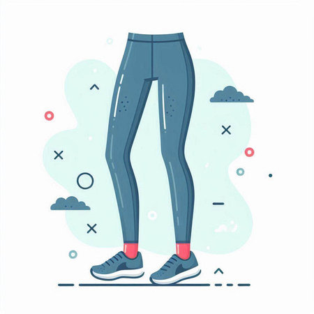 Fashion vector illustration of sport leggings and sneakers in flat style.のイラスト素材