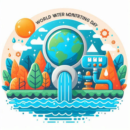 World water day banner with planet earth and water drop. Vector illustrationのイラスト素材