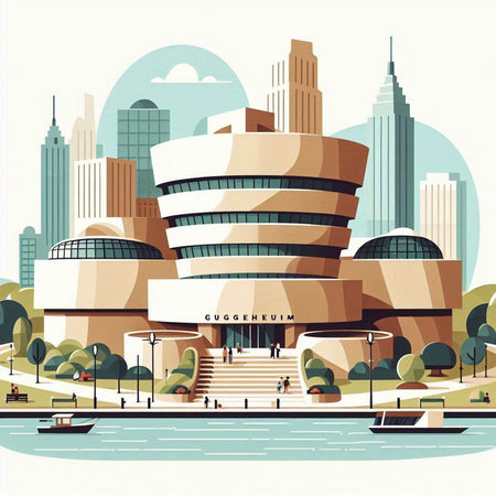City landscape with skyscrapers. Vector illustration in flat style.のイラスト素材