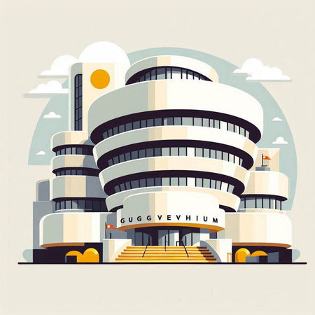 Modern office building in the city. Vector illustration in retro style.のイラスト素材