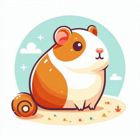 Cute hamster sitting on the sand. Vector illustration in cartoon style.のイラスト素材