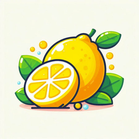 Lemon fruit vector illustration. Flat style vector illustration isolated on white background.のイラスト素材