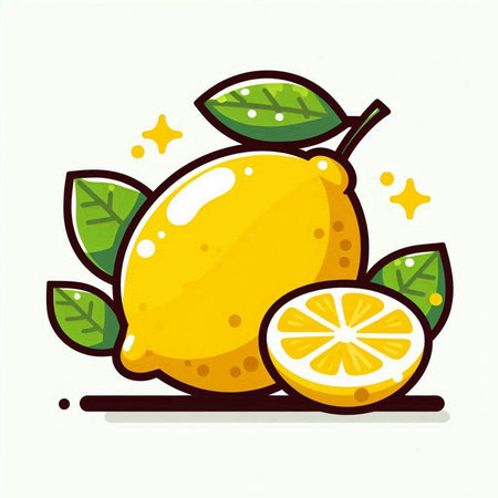 Lemon fruit isolated on white background. Vector illustration in flat style.のイラスト素材