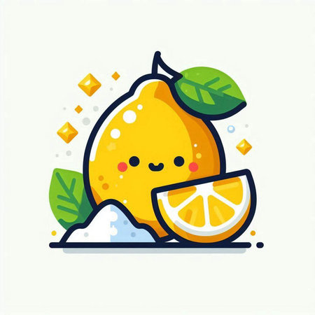 Cute lemon fruit character vector illustration. Cute lemon fruit character iconのイラスト素材
