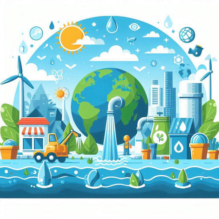 Ecology concept. Save the planet, save the water. Vector illustrationのイラスト素材