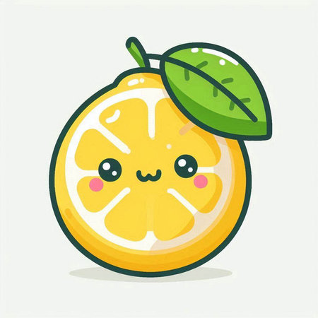 Cute lemon cartoon character. Vector flat illustration. Isolated on white background.のイラスト素材