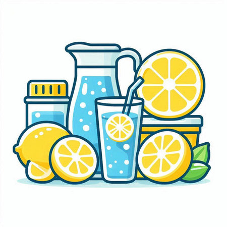 Lemonade vector illustration. Lemonade icon. Lemonade icon. Lemonade icon. Lemon juice iconのイラスト素材