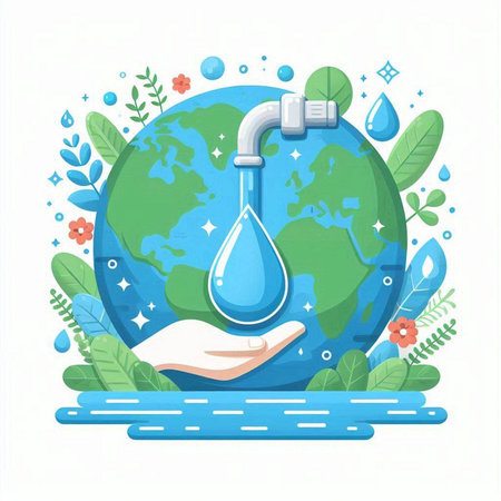 Save water concept. Vector illustration in flat style. World environment day.のイラスト素材