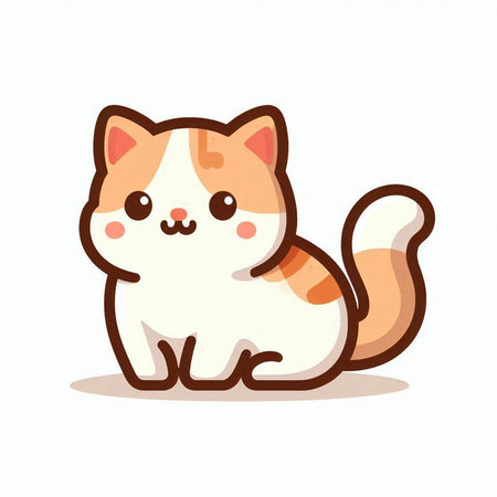Cute cat sitting on white background. Cartoon character. Vector illustration.のイラスト素材