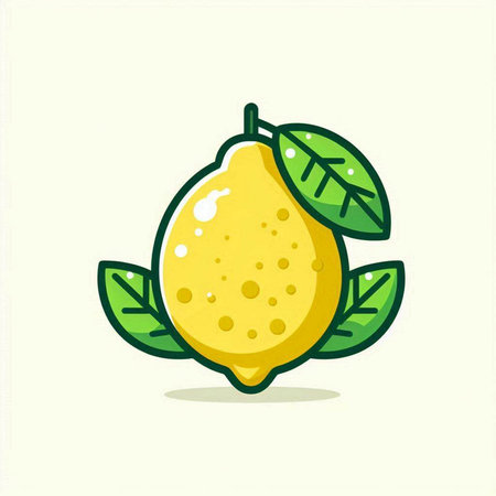 Lemon fruit with leaves. Vector illustration in doodle style.のイラスト素材