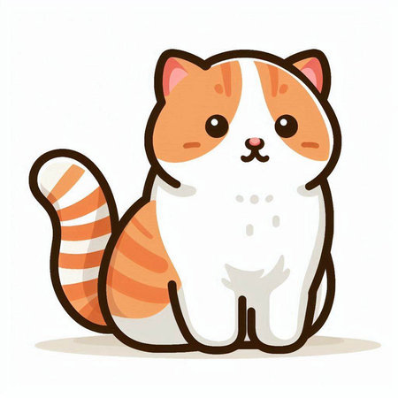 Cute cat sitting on white background. Vector illustration in cartoon style.のイラスト素材