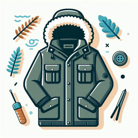 Vector illustration of a man in a warm jacket. Winter clothing.のイラスト素材