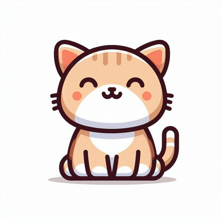 Cute cat cartoon character vector illustration. Cute kawaii little cat.のイラスト素材