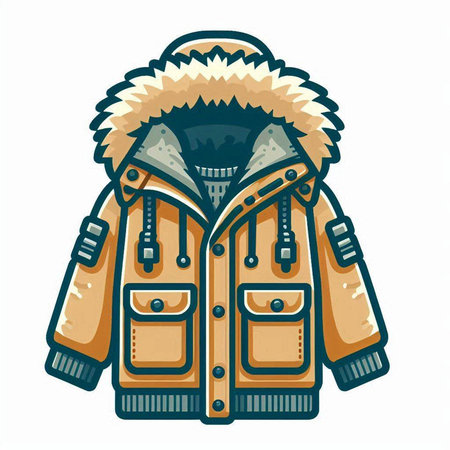 Vector illustration of a winter jacket on a white background. Cartoon style.のイラスト素材