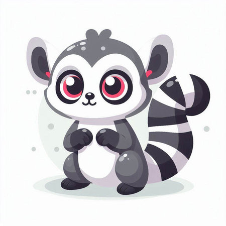 Cute little raccoon cartoon character. Vector illustration isolated on white background.のイラスト素材