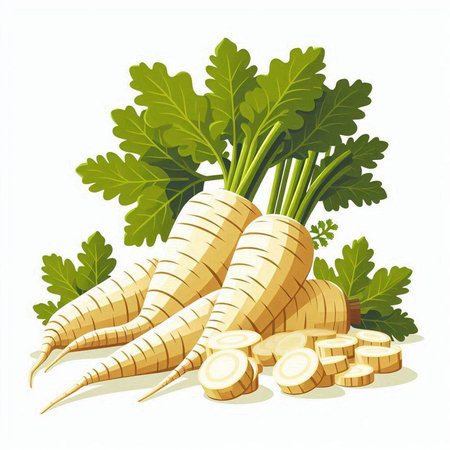 Parsnip isolated on a white background. Vector illustration.のイラスト素材