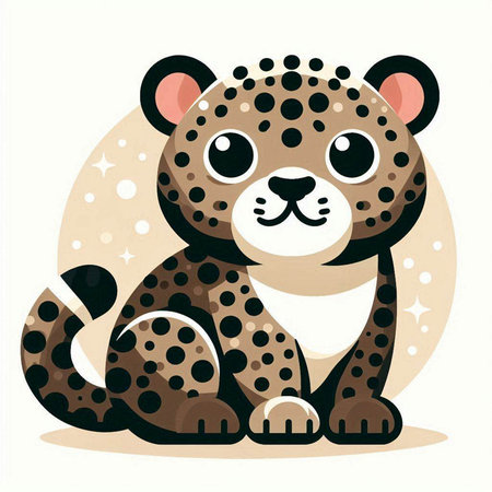 Cute cartoon leopard. Vector illustration in a flat style.のイラスト素材