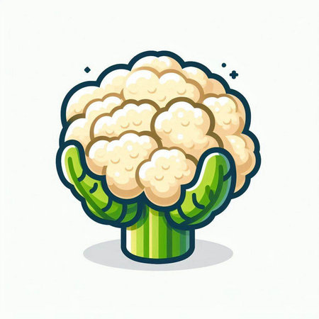 Cauliflower icon in cartoon style. Vegetable vector illustration.のイラスト素材