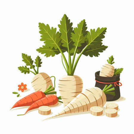 Carrots with leaves isolated on a white background. Vector illustration.のイラスト素材