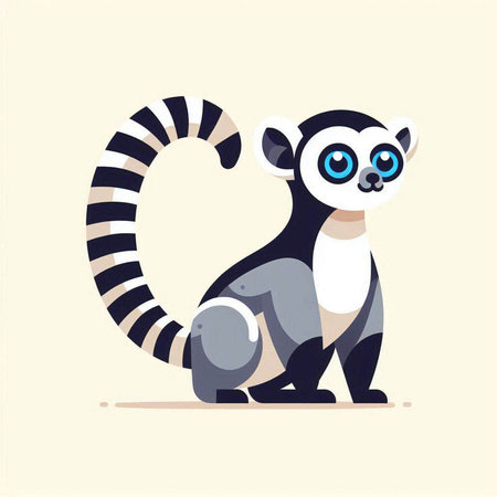 Cute cartoon lemur. Vector illustration in a flat style.のイラスト素材