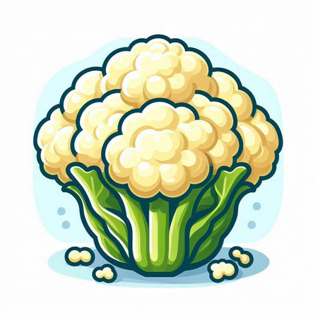 Cauliflower vector illustration. Cauliflower icon isolated on white background.のイラスト素材