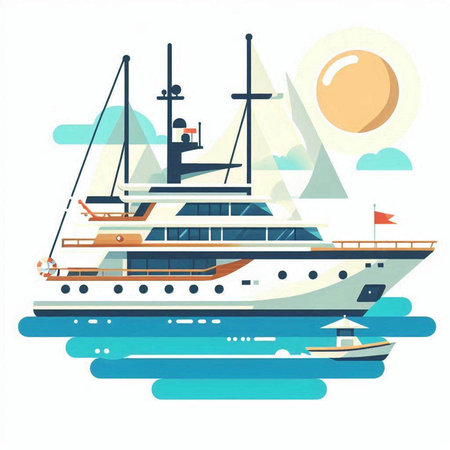 Luxury yachts on the sea. Vector illustration.のイラスト素材