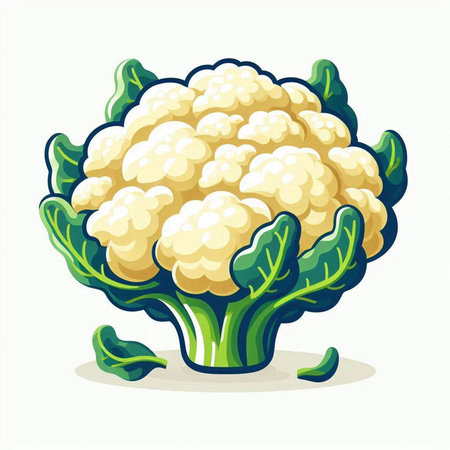 Cauliflower isolated on white background. Cauliflower vector illustration.のイラスト素材