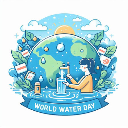 World Water Day. Vector illustration in flat style on white background.のイラスト素材