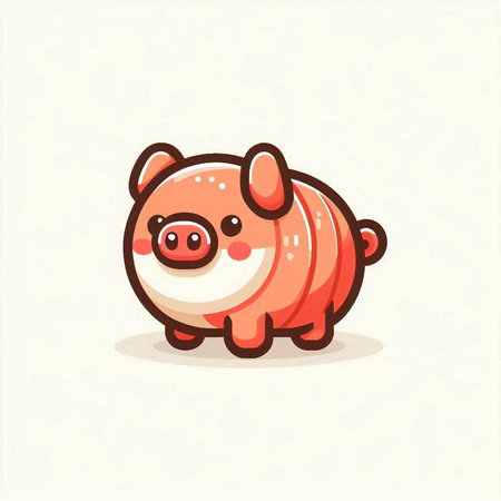 Cute pig cartoon vector illustration. Cute pig icon. Farm animal.のイラスト素材
