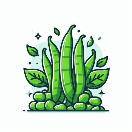 Green bean vector illustration. Isolated green beans on white background.のイラスト素材