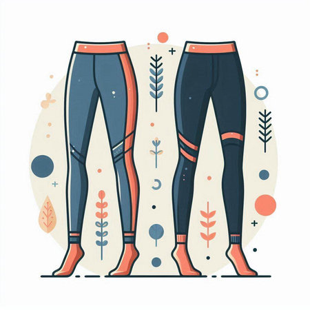 Women's sport leggings. Vector illustration in flat style.のイラスト素材