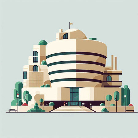 Modern city building. Vector illustration in flat style. Eps 10.のイラスト素材