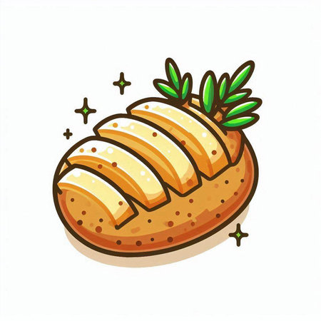 Illustration of a loaf of bread on a white background, vector illustrationのイラスト素材
