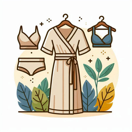 Women's clothing set on a white background. Vector illustration in flat style.のイラスト素材