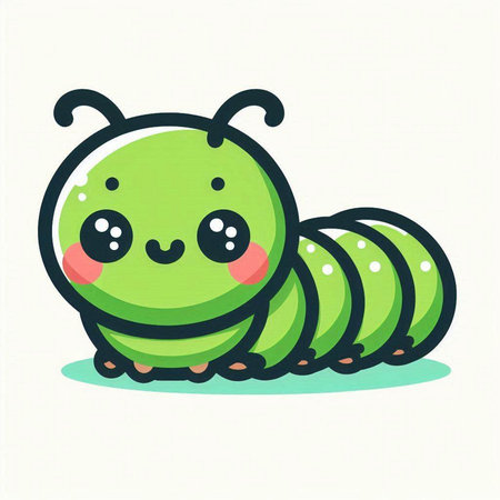 Cute cartoon caterpillar. Vector illustration isolated on white background.のイラスト素材