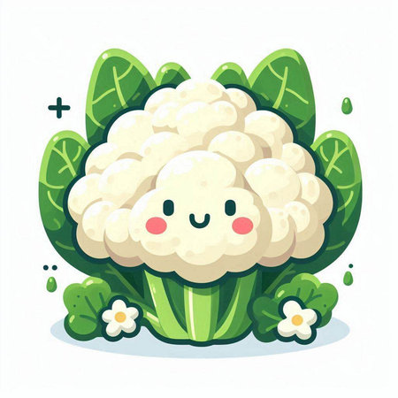 Cute cauliflower character. Cute cauliflower vegetable vector illustration.のイラスト素材