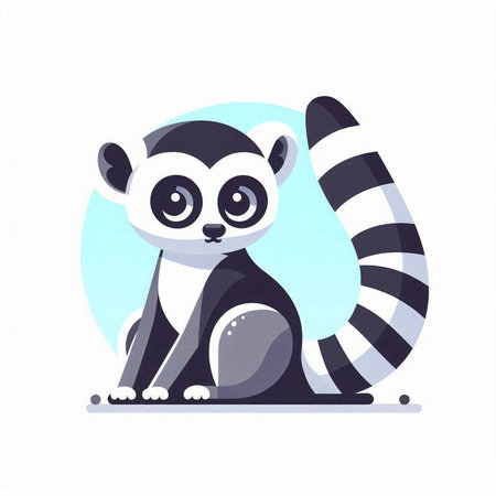 Cute cartoon lemur. Vector illustration in a flat style.のイラスト素材