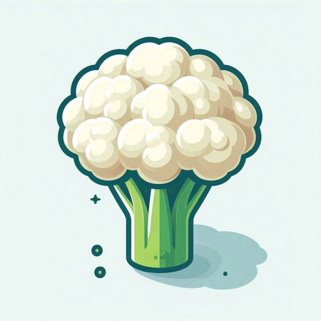 Illustration of a cauliflower on a white background. Vector illustrationのイラスト素材