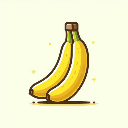 Banana fruit in doodle style. Isolated vector illustration.のイラスト素材