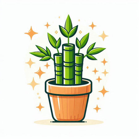 Bamboo in a pot on a white background. Vector illustration.のイラスト素材