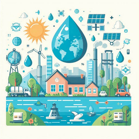 Ecology concept. Save the planet. Vector illustration in flat styleのイラスト素材