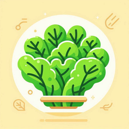 Lettuce in a pot. Vector illustration in flat style.のイラスト素材