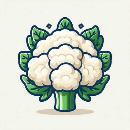 Cauliflower vegetable cartoon vector illustration. Cauliflower icon.のイラスト素材