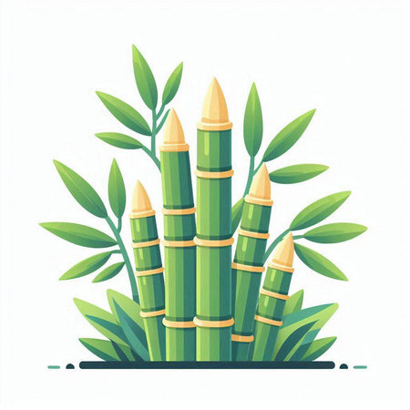 Green bamboo plant isolated on white background. Flat style vector illustration.のイラスト素材