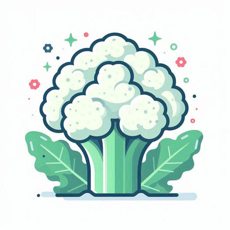 Cauliflower vector illustration. Cauliflower flat style icon.のイラスト素材