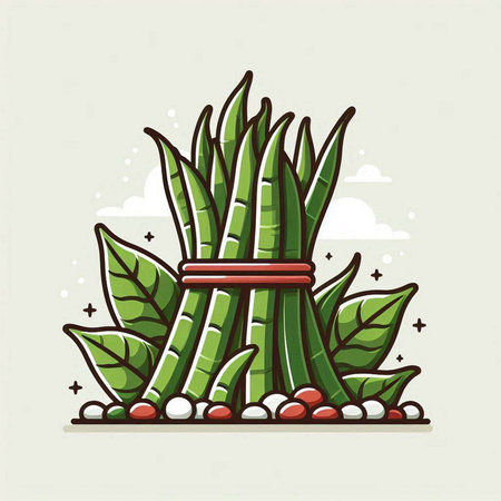 Illustration of a green sansevieria plant on white backgroundのイラスト素材