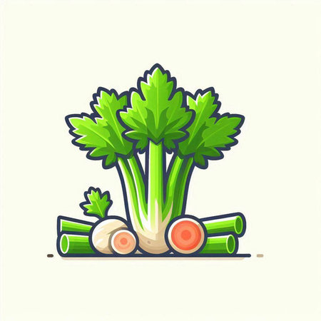 Celery, parsley, celery. Vector illustration.のイラスト素材