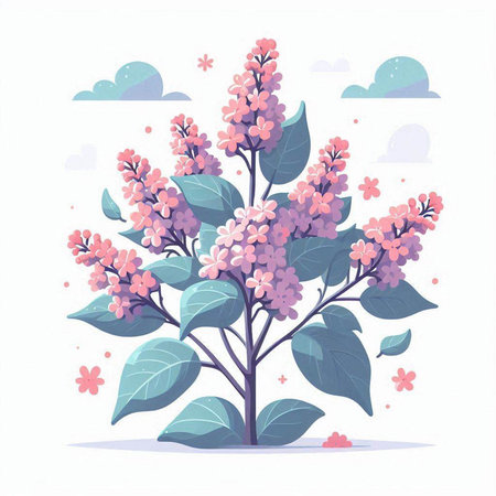 Branch of lilac with flowers. Vector illustration for your designのイラスト素材
